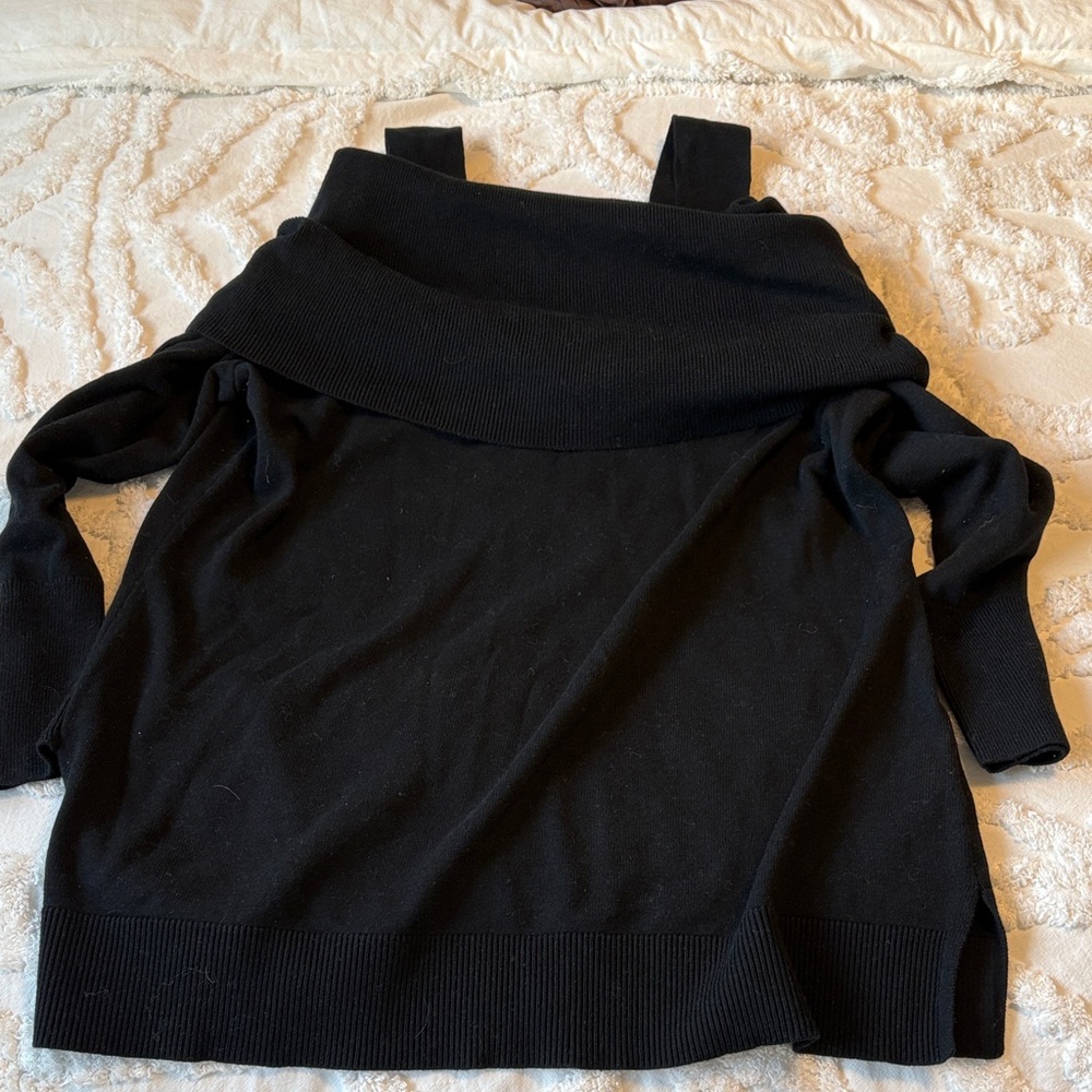 Isaac Mizrahi Black Off-Shoulder Sweater